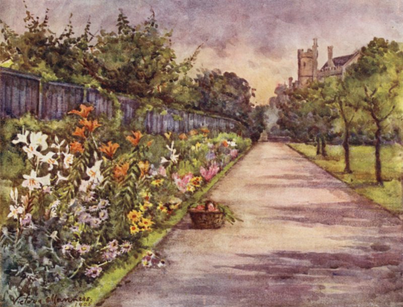 Urteaktig kant, Lambeth Palace (farge litho) av Lady Victoria Marjorie Harriet Manners