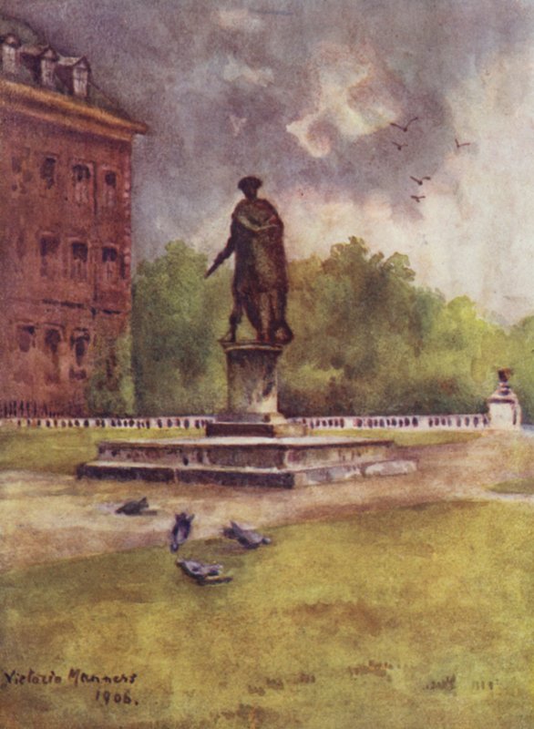 Statue av Charles II, Chelsea Hospital (farge litho) av Lady Victoria Marjorie Harriet Manners
