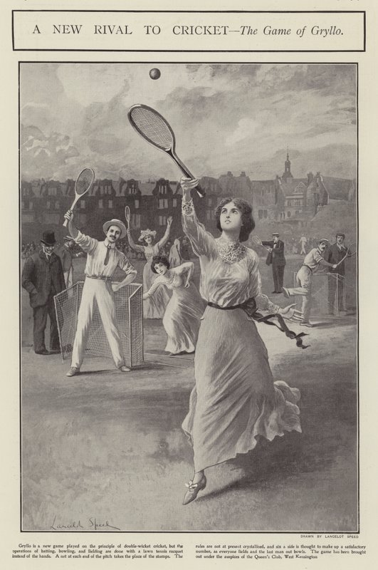 En ny rival til cricket - spillet Grylo (litho) av Lancelot Speed