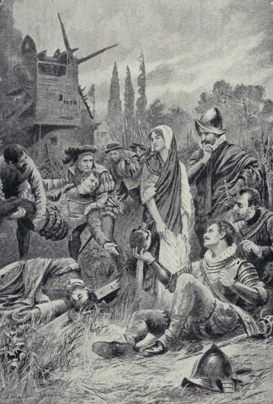 Sir Philip Sidney i slaget ved Zutphen (litho) av Lancelot Speed