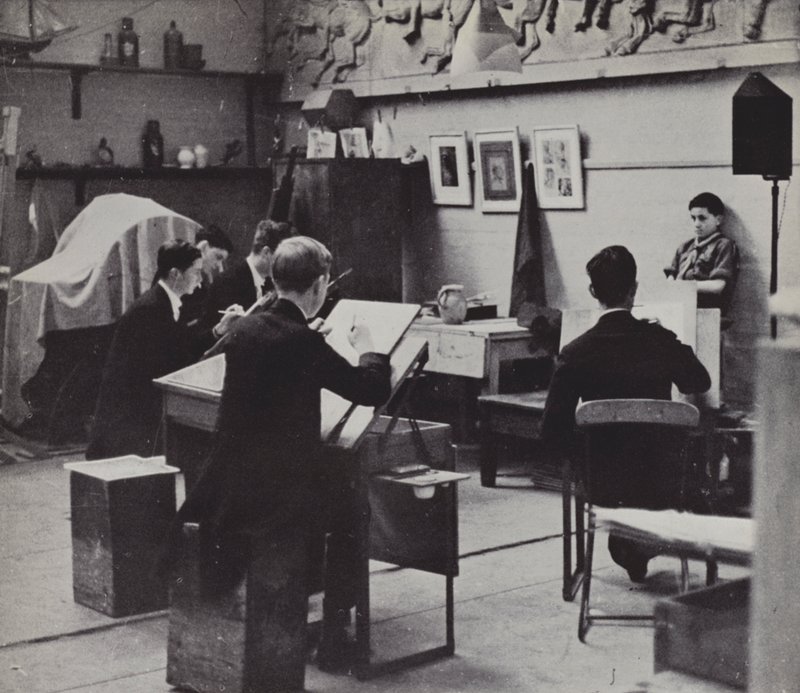 Tegneskole, Eton (s/hvitt bilde) av Laszlo Moholy Nagy