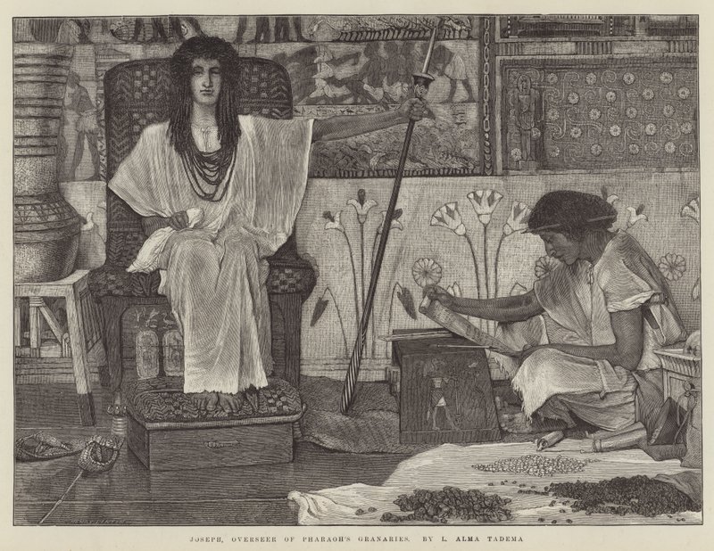 Josef, tilsynsmann for faraos kornmagasiner av Lawrence Alma Tadema