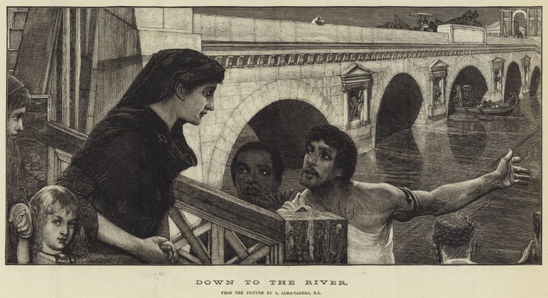 Ned til elven av Lawrence Alma Tadema