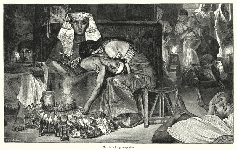 Den førstefødtes død: den siste av Egypts ti plager (litho) av Lawrence (after) Alma Tadema