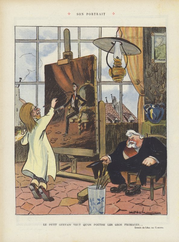 Hans portrett. Illustrasjon for Le Rire (farge litho) av Leal de Camara