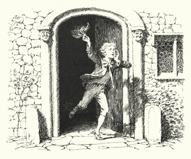 Jenter og gutter, kom ut for å leke; månen skinner like sterkt som dagen (gravering) av Leonard Leslie Brooke