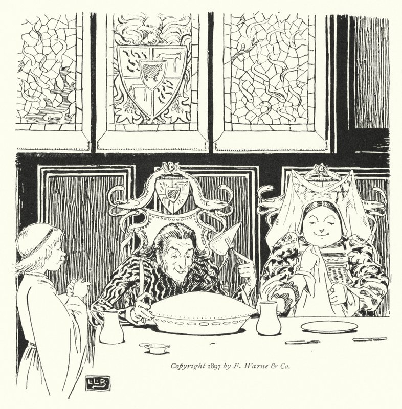 Jack Sprat kunne ikke spise fett, kona hans kunne ikke spise magert (gravering) av Leonard Leslie Brooke