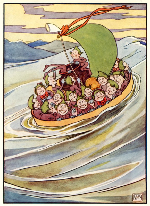 The Jumblies (farge litho) av Leonard Leslie Brooke