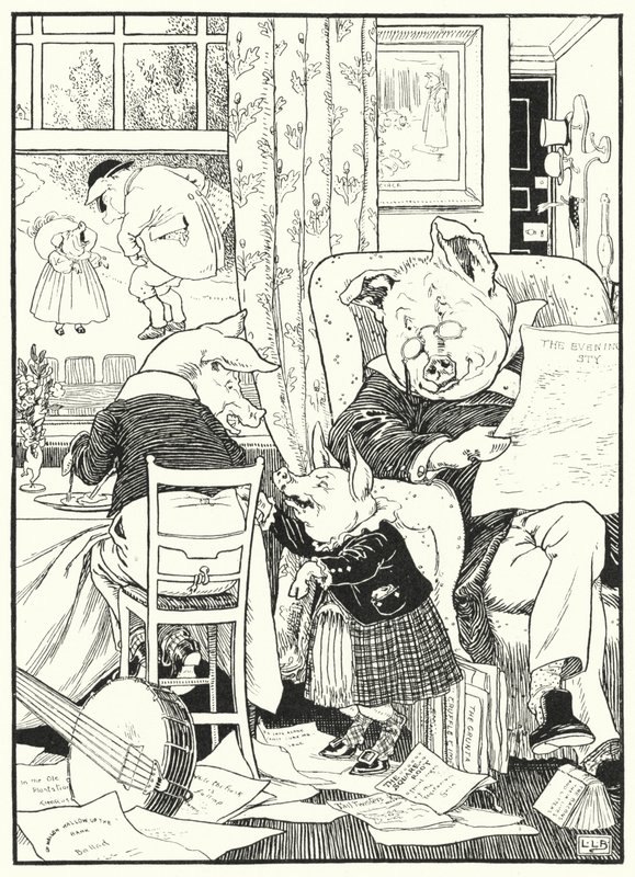 De fem grisene (gravering) av Leonard Leslie Brooke
