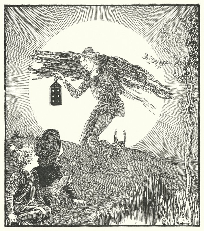 Mannen i månen, kom veltende ned (gravering) av Leonard Leslie Brooke