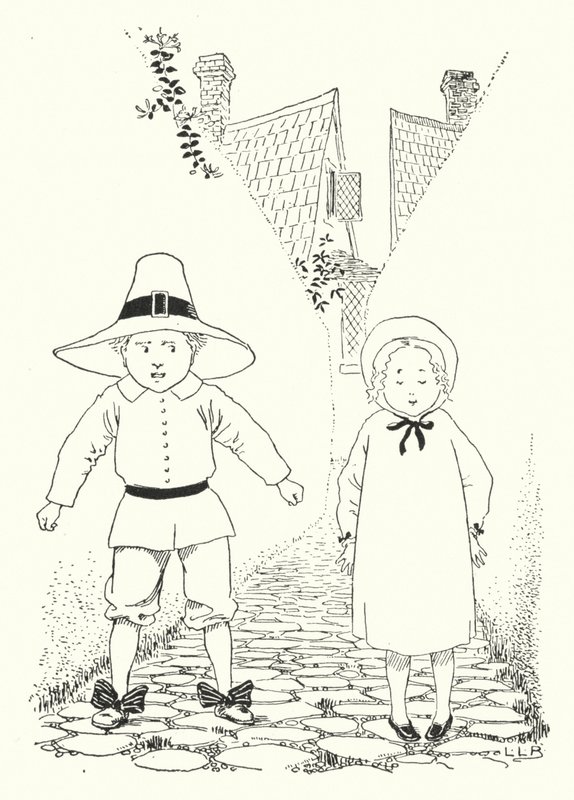 Det var en liten gutt og en liten jente som bodde i en bakgate (gravering) av Leonard Leslie Brooke