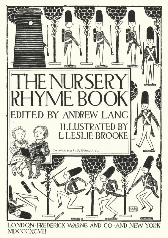 Tittelsideillustrasjon for The Nursery Rhyme Book redigert av Andrew Lang (gravering) av Leonard Leslie Brooke