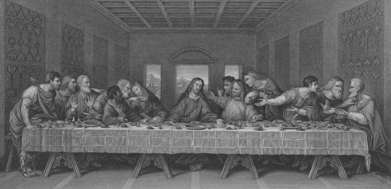 Nattverden, Matteus 26, vers 17-30 av Leonardo da after Vinci
