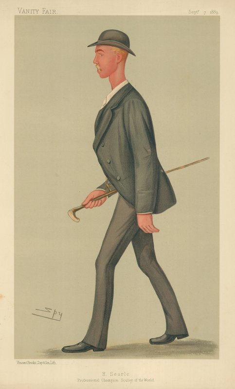 Henry Searle, verdens profesjonelle mester i sculler, 7. september 1889, tegneserie Vanity Fair av Leslie Matthew Ward