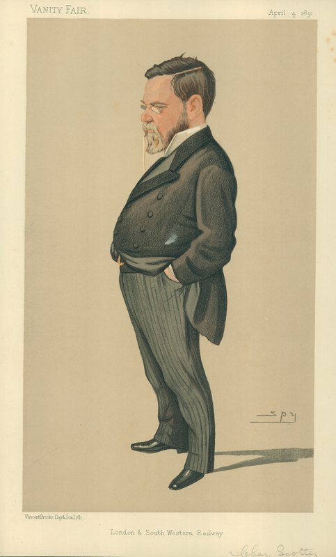 Mr Charles Scotter, London and Souther Western Railway, 4. april 1891, tegneserie Vanity Fair av Leslie Matthew Ward