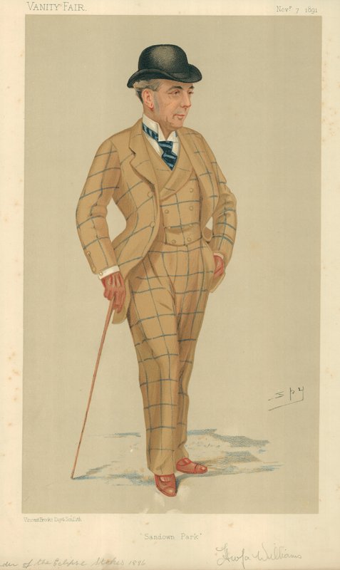 Mr Hwfa Williams, Sandown Park, 7. november 1891, tegneserie Vanity Fair av Leslie Matthew Ward