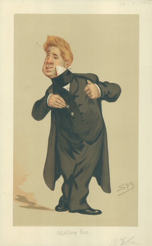 Mr John Laurence Toole, Spelling Bee, 29. juli 1876, tegneserie Vanity Fair av Leslie Matthew Ward