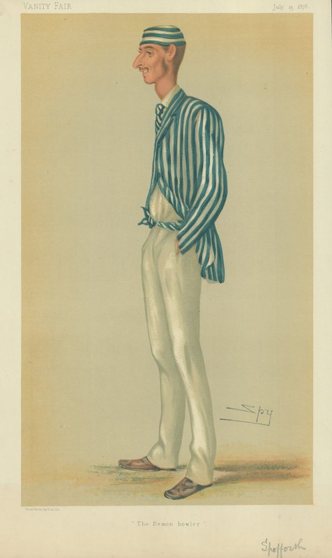 Mr Markham Spofforth, demonbowleren, 13. juli 1878, tegneserie Vanity Fair av Leslie Matthew Ward