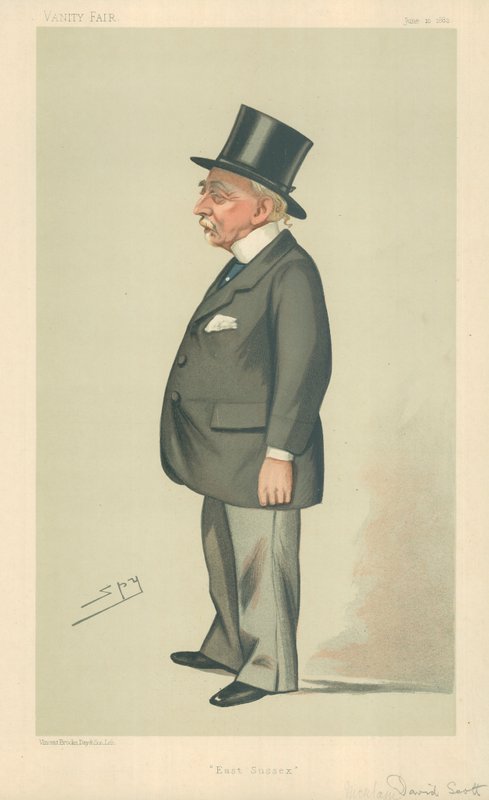 Mr Montagu David Scott, East Sussex, 10. juni 1882, tegneserie Vanity Fair av Leslie Matthew Ward