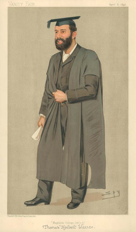 Mr Thomas Herbert Warren, president for Magdalen College Oxford, Magdalen College Oxford, 8. april 1893, Vanity Fair tegneserie av Leslie Matthew Ward