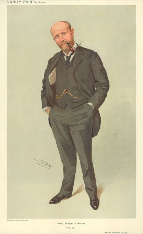 Mr W Gardner Sinclair, Beer Budget and Brains, 21. juli 1909, tegneserie Vanity Fair av Leslie Matthew Ward
