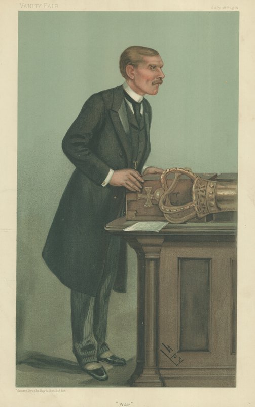 Mr William St John Fremantle Brodrick, Krig, 18. juli 1901, Vanity Fair tegneserie av Leslie Matthew Ward