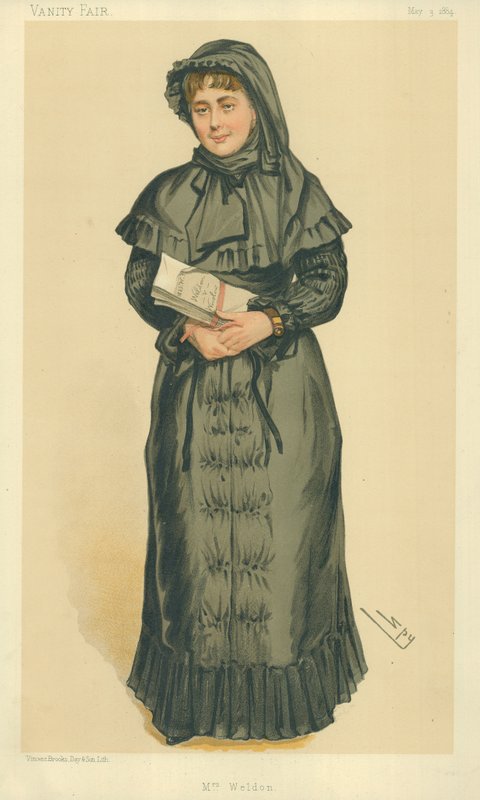 Mrs Georgina Weldon, Mrs Weldon, 3. mai 1884, Vanity Fair tegneserie av Leslie Matthew Ward