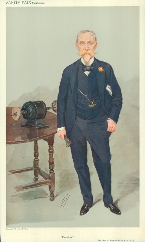 Sir David L Salomons, Electricity, nd, Vanity Fair tegneserie av Leslie Matthew Ward