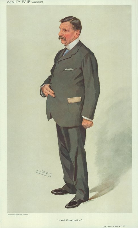 Sir Philip Watts, Naval construction, 7. april 1910, Vanity Fair tegneserie av Leslie Matthew Ward