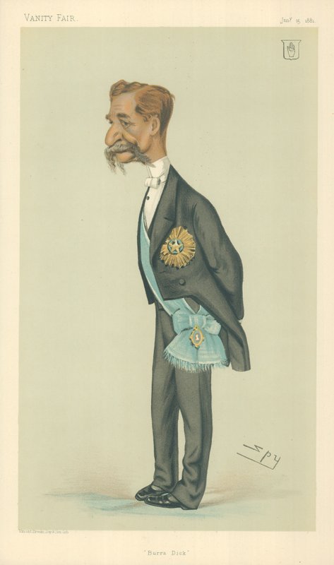 Sir Richard Temple, Bart, Burra Dick, 15. januar 1881, tegneserie Vanity Fair av Leslie Matthew Ward