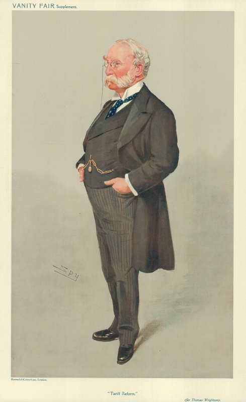 Sir Thomas Wrightson, Tariff Reform, 6. mai 1908, tegneserie Vanity Fair av Leslie Matthew Ward