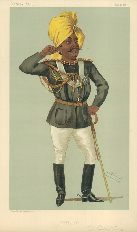 The Maraj Sir Partab Singh, Jodhpur, 27. august 1887, Vanity Fair Cartoon av Leslie Matthew Ward