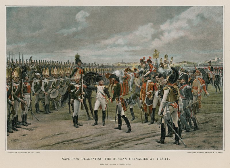 Napoleon dekorerer den russiske grenaderen ved Tilsitt av Lionel Royer