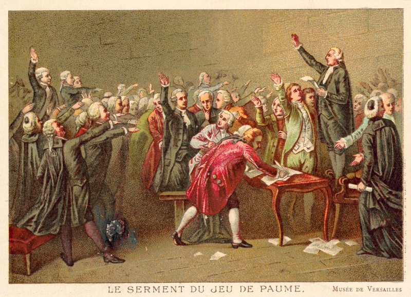 Tennisbaneeden, den franske revolusjonen, 20. juni 1789 (chromolitho) av Louis Charles Auguste Couder
