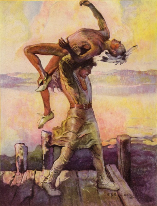 Illustrasjon fra The Deerslayer, av James Fenimore Cooper av Louis John Rhead