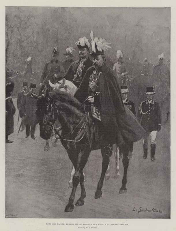King and Kaiser, Edward VII av England og William II, tysk keiser av Louis Remy Sabattier