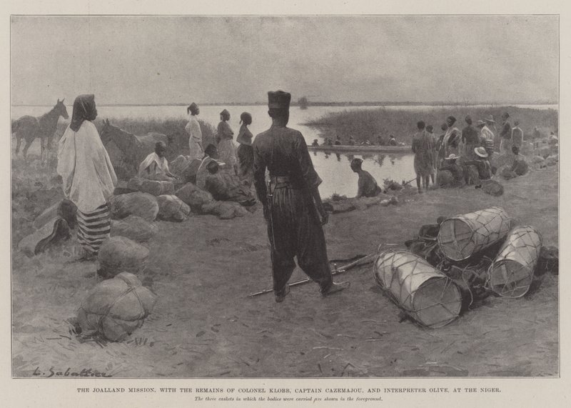 Joalland-misjonen, med restene av oberst Klobb, kaptein Cazemajou og tolk Olive, i Niger av Louis Remy Sabattier
