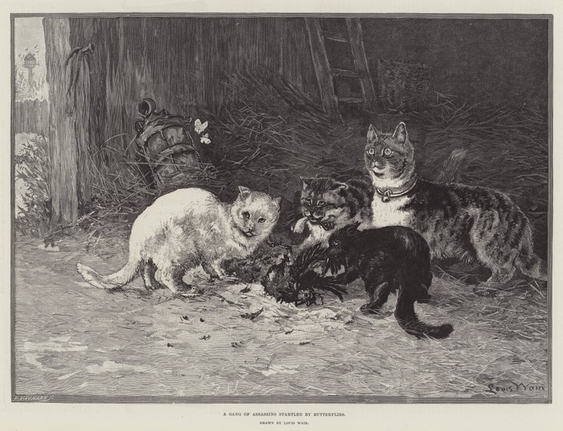 En gjeng assassins skremt av sommerfugler av Louis Wain