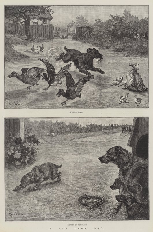 En trist hundedag av Louis Wain
