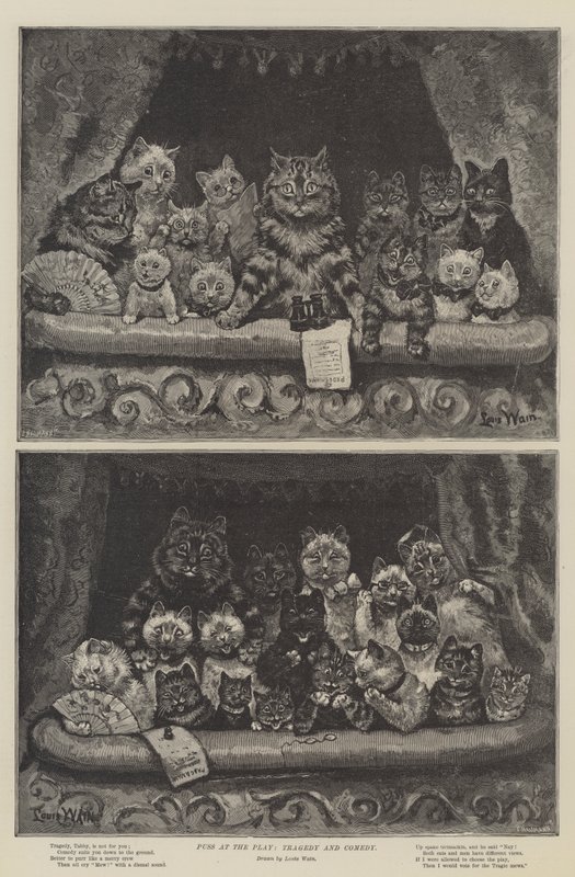 Puss at the Play, Tragedie og Comedy av Louis Wain