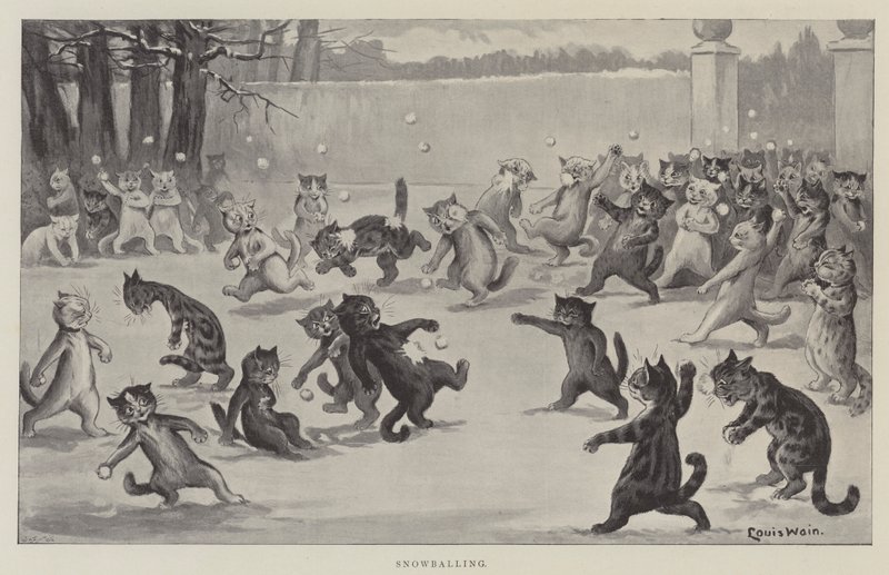 Snøballkjøring av Louis Wain