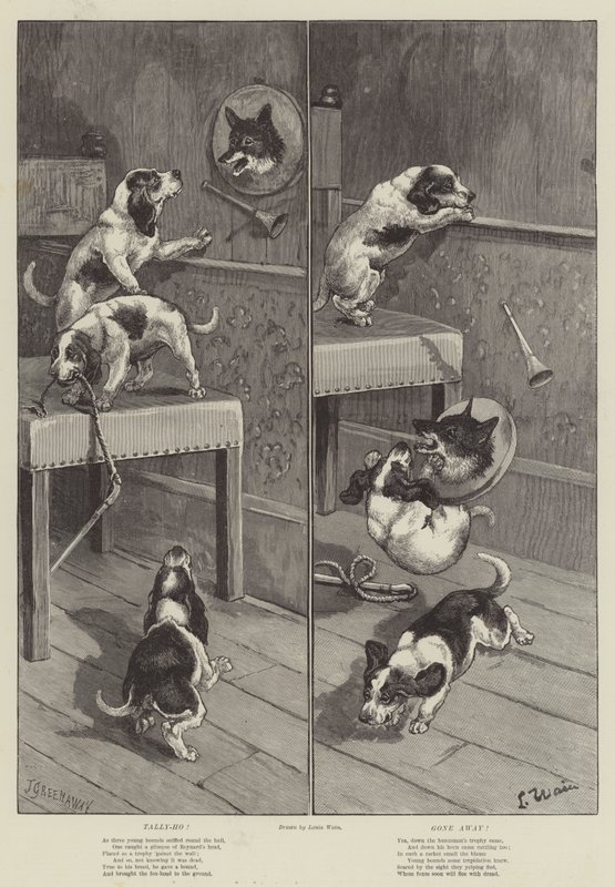 Tally-Ho! Borte! av Louis Wain