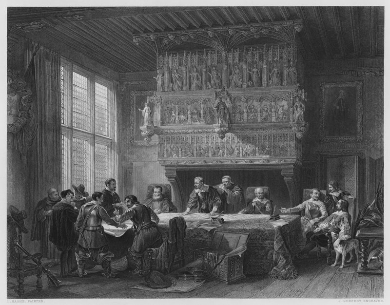 The Council of War at Courtray, fra bildet i Vernon Gallery (gravering) av Louis (after) Haghe