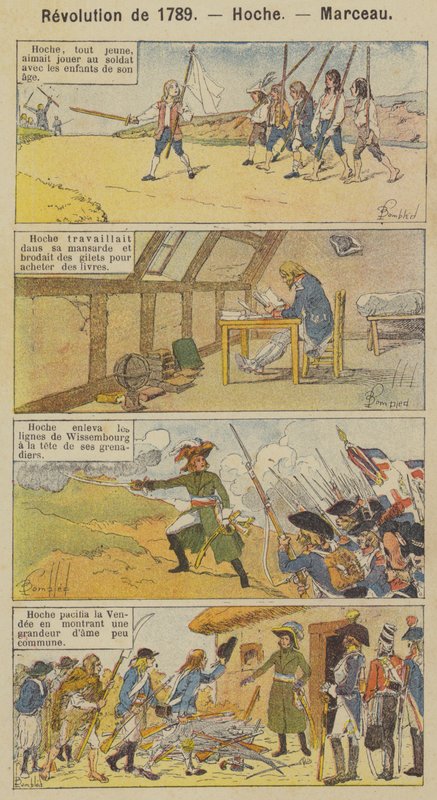 Revolusjonen av 1789, Hoche, Marceau (Color Litho) av Louis Charles (after) Bombled