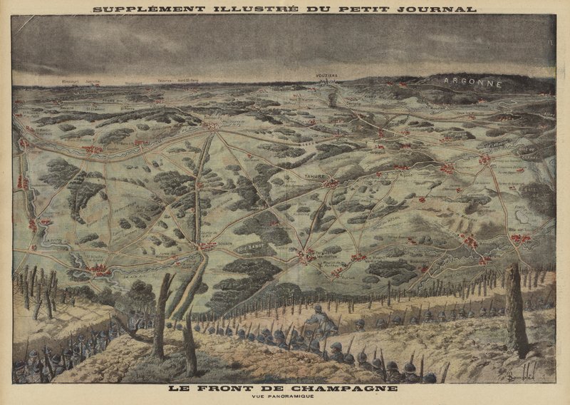 Vestfronten i Champagne, Frankrike; første verdenskrig av Louis Charles (after) Bombled