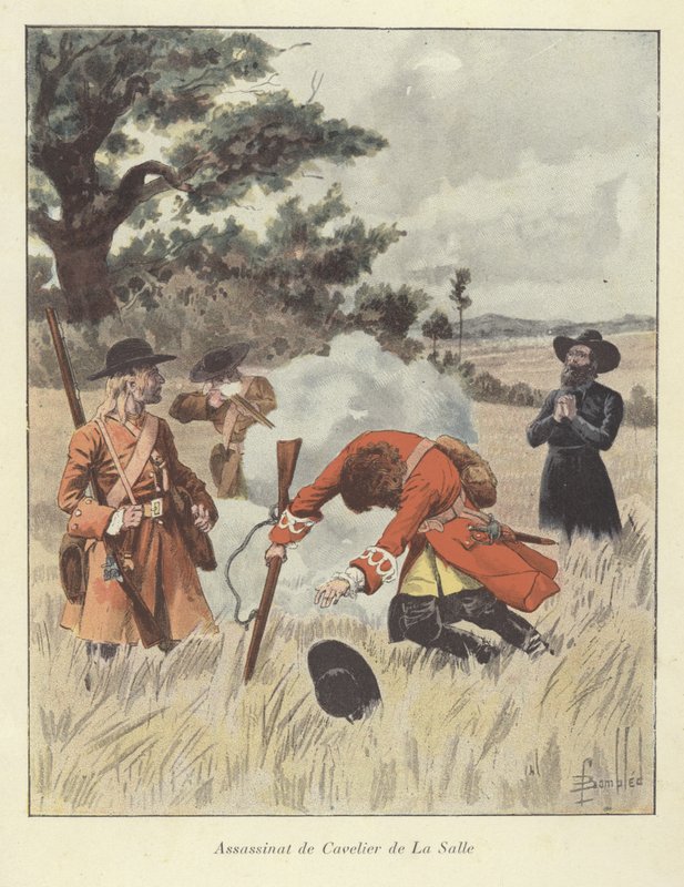 Drapet på Rene-Robert Cavelier de la Salle, 1687 av Louis Charles Bombled