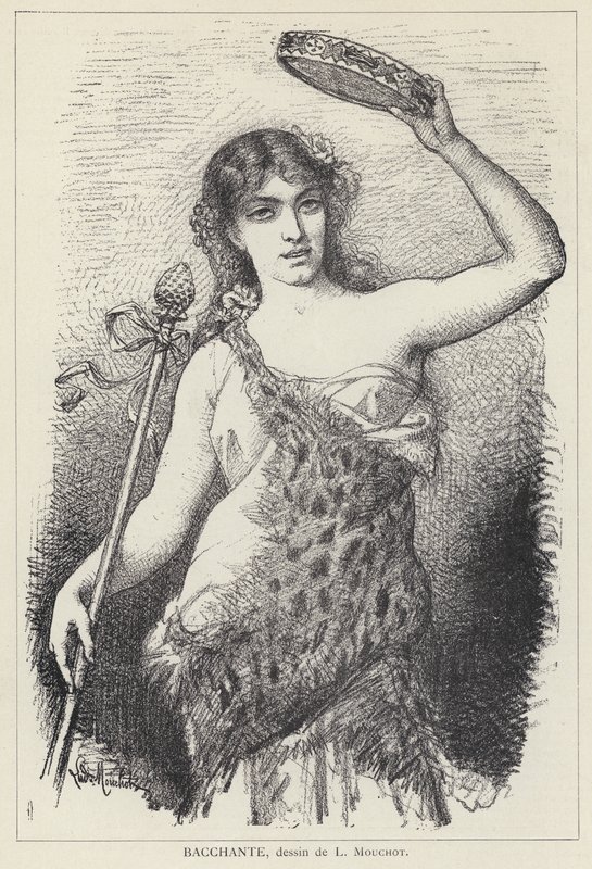 Bacchante (litho) av Louis Claude Mouchot