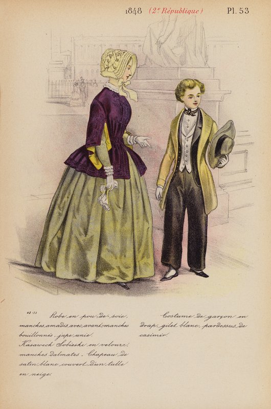 Fransk mote: 1848, 2. Republique (fargelitografi) av Louis Colas