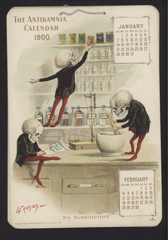 Illustrasjon for Antikamnia-kalenderen, 1900 av Louis Crucius or Crusuius