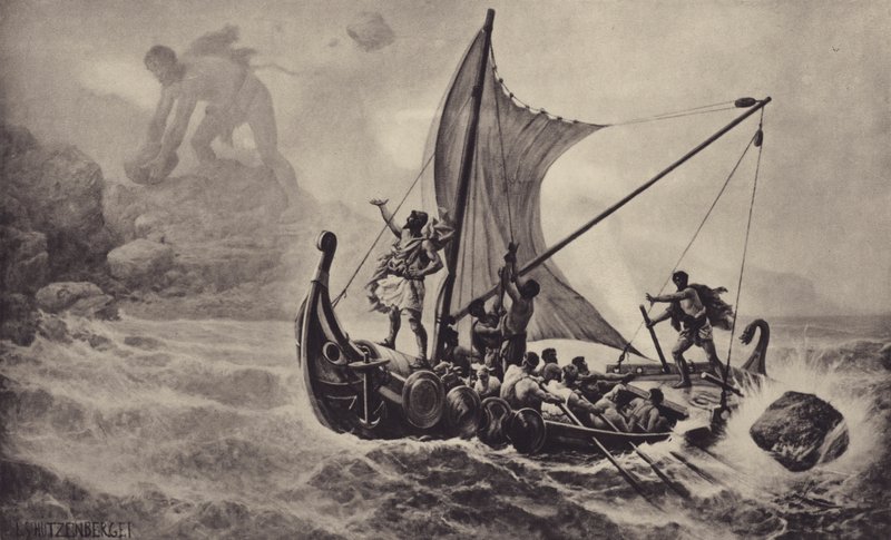 Ulysses håner kyklopene av Louis Frederic Schutzenberger